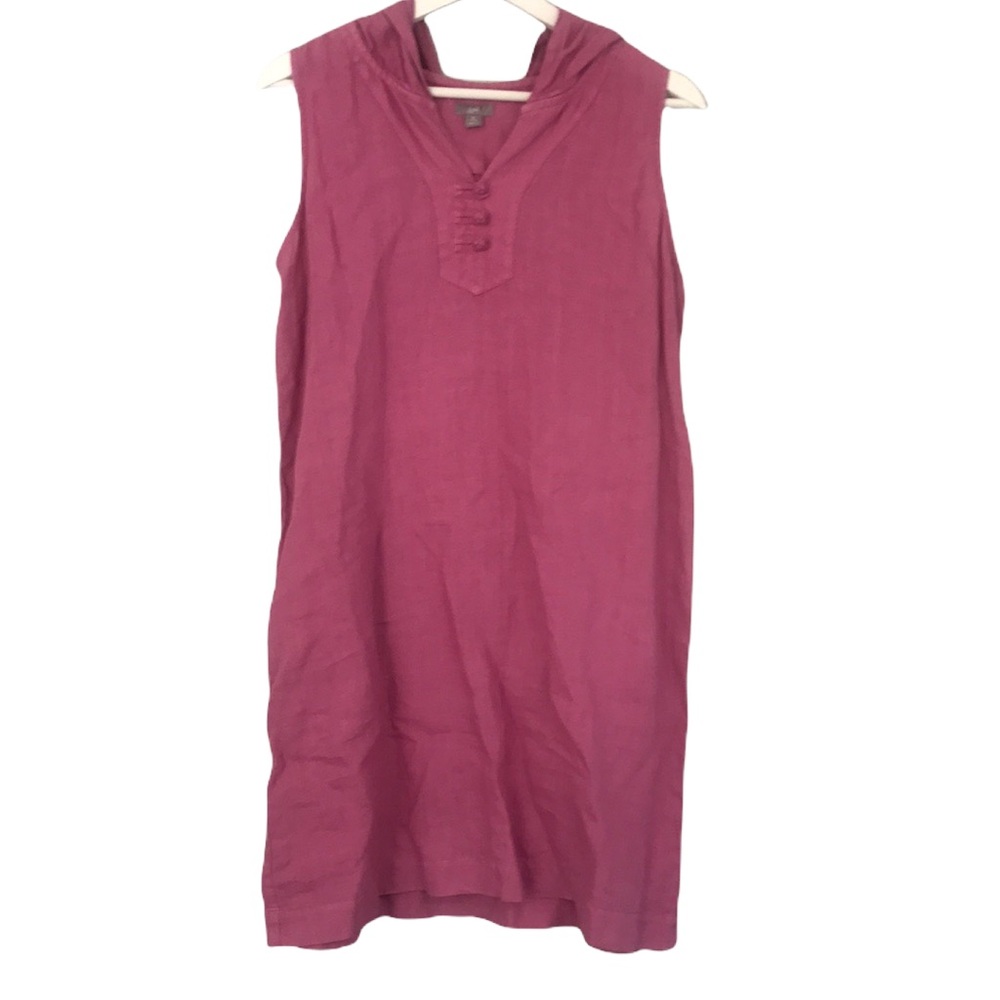 J. Jill Hooded Linen Pullover Shift Dress Tunic Pink Size
